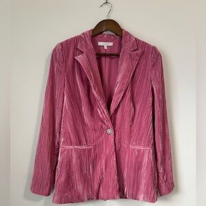 WAYF Pink Crushed Velvet Blazer XS